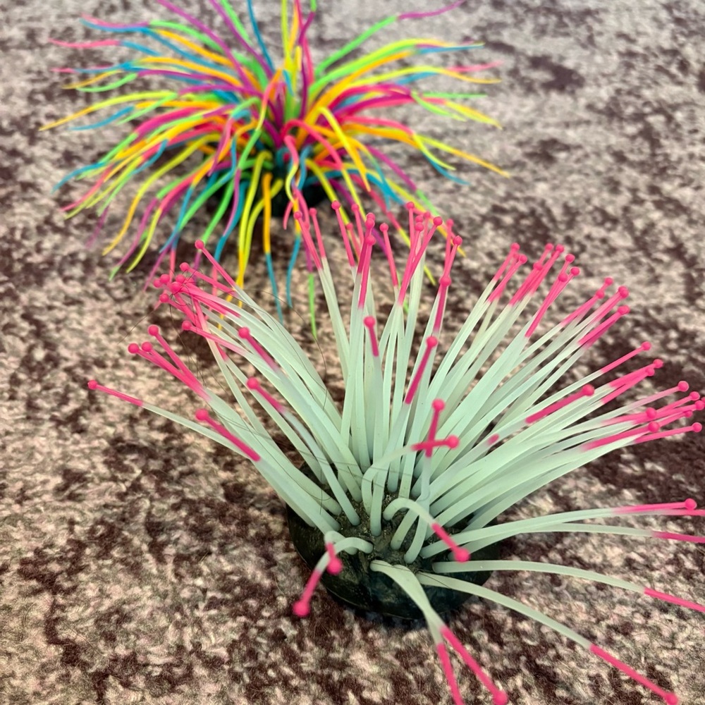 Top Fin * Fish Glow Pink Anemone Aquarium Ornaments Silicone Rainbow Neon Plant